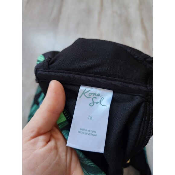 Kona Sol Tie Front Tummy Control One Piece Swimsuit Full Coverage Floral Sz 18 - Picture 5 of 9